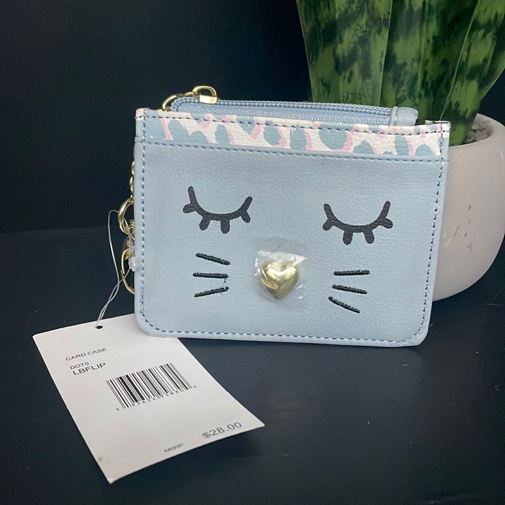 NWT Betsy Johnson light blue Cat Wallet